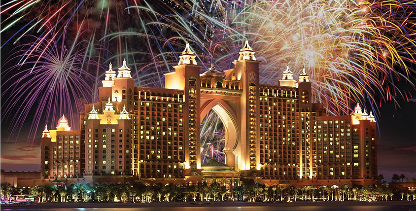 Fireworks y fiesta de fin de año en el Atlantis Dubai